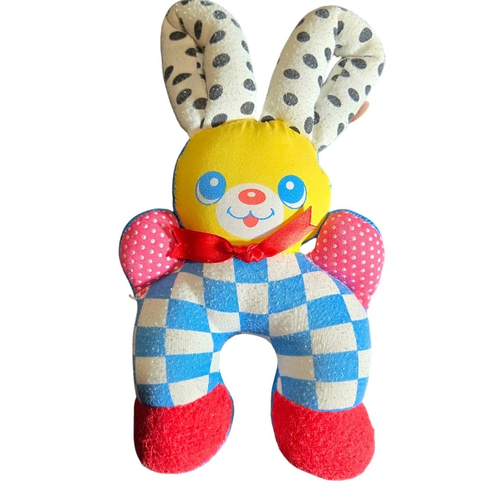 Vintage 1993 Playskool Bright Bunny Plush Rattle Baby Toy Rabbit Retro 5334